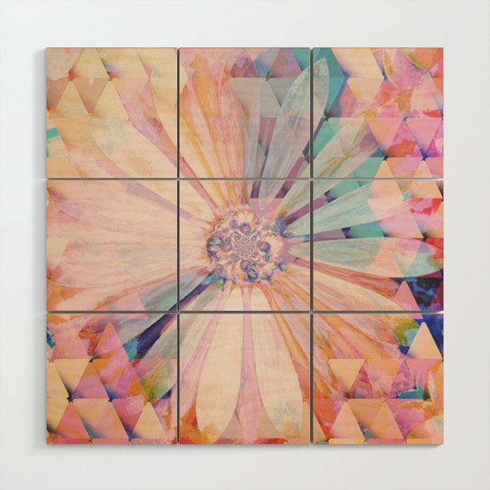 Daisies on Triangles Twilight Wood Wall Art