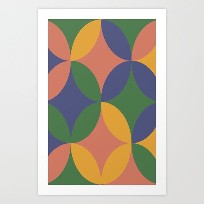 Retro Oval Pattern Art Print
