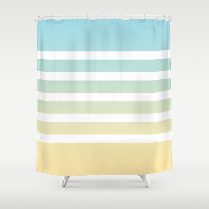 Aqua Yellow White Lines Shower Curtain By Caromartini Society6 Aqua Yellow White Lines Shower Curtain