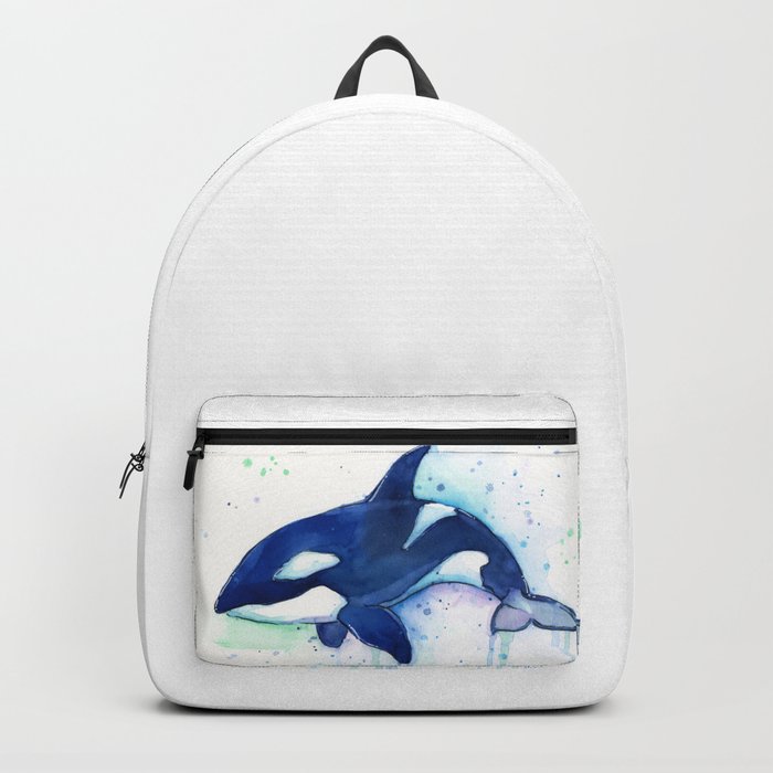 Killer Whale Orca Watercolor Backpack by Olechka Society6