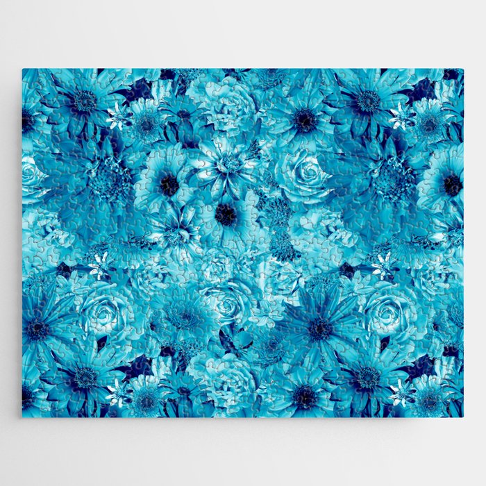 mystery blue floral bouquet aesthetic cluster Jigsaw Puzzle