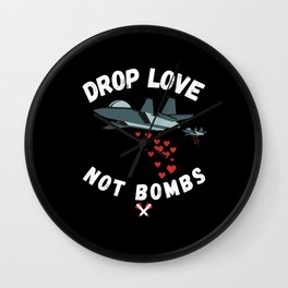 Airplane 2 Drop Love Not Bombs Wall Clock
