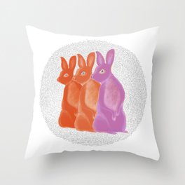 Three bunnies Throw Pillow