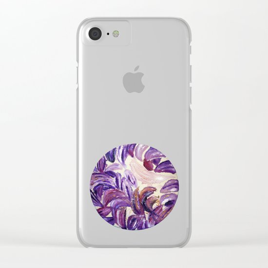 Purple Leaves with Gold Flakes Clear iPhone Case