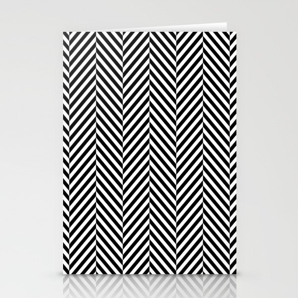 Classic Black & White Herringbone Pattern Stationery Cards