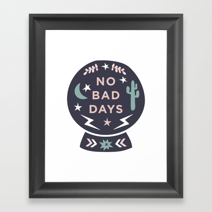 no bad days desert snow globe minimal print framed art print by