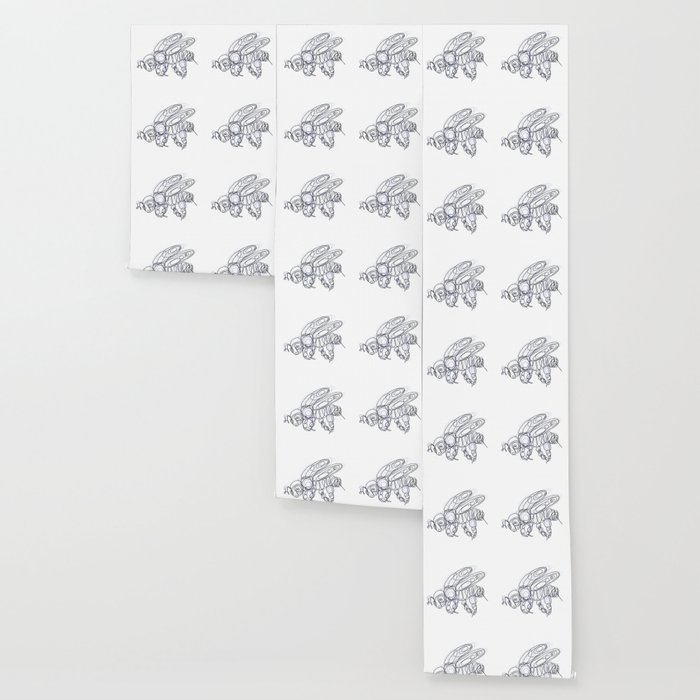 Honey Bee Line Drawing Wallpaper By Olenaart Society6