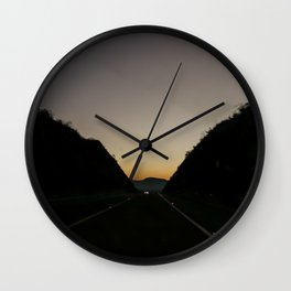 Mexico Photography - Road In The Dark Going Towards The Sunset Wall Clock