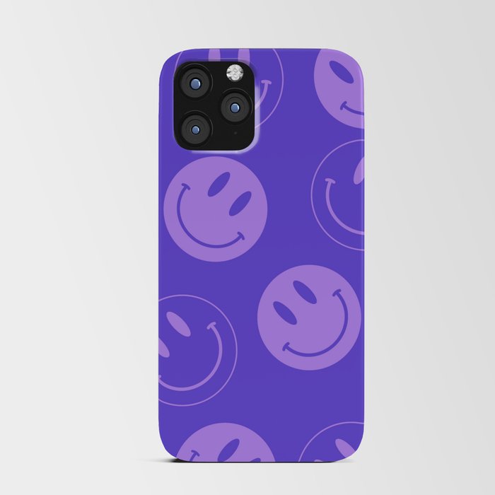 Large Very Peri Retro Smiley Face - Purple Pastel Aesthetic iPhone Card Case