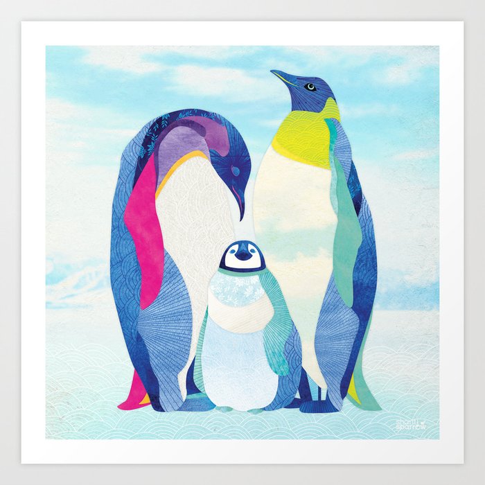 Shanti Sparrow: Peter, Wendy & Tink the Penguins Art Print