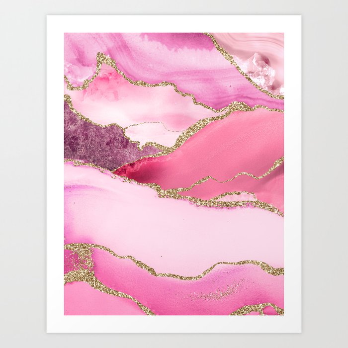Pink And Gold Scandinavian Marble Landscapes Art Print