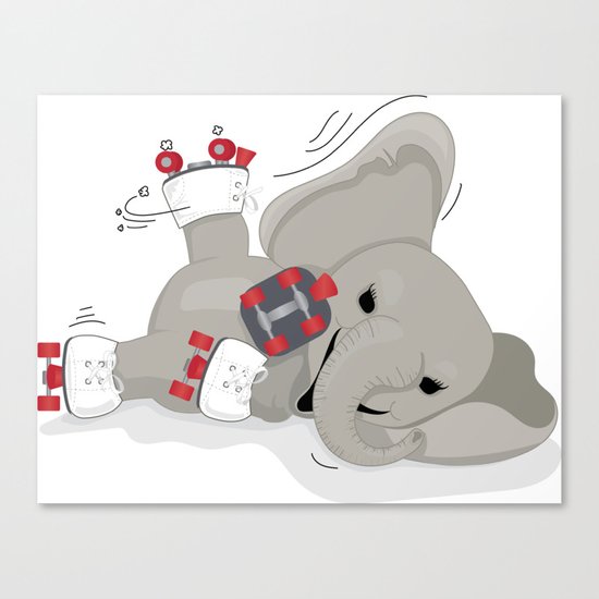 Elephant on skates Canvas Print