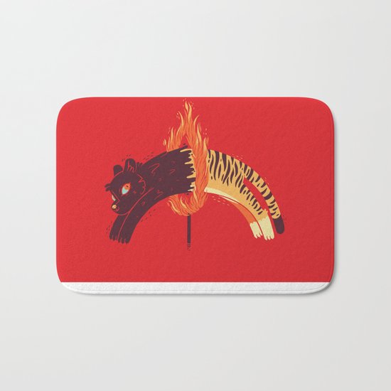 Pouncing Through Fire Bath Mat