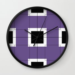 Black Hairline Squares in Purple Wall Clock