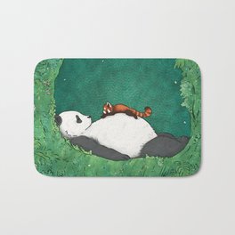 My Neighbor Panda Bath Mat | Animal, Drawing, Sleepy, Children, Forest, Storybook, Panda, Parody, Redpanda, Green 