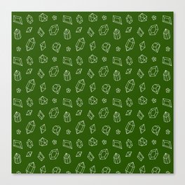 Green and White Gems Pattern Canvas Print