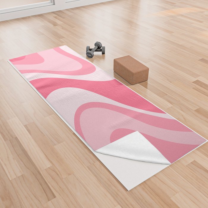 Candy Pink Wave Machine Abstract Retro Swirl Pattern Yoga Towel