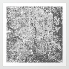 Dallas Black & White City Map Art Print