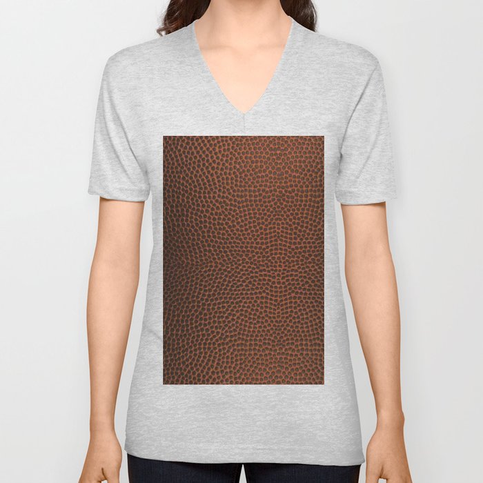 Football / Basketball Leather Texture Skin V Neck T Shirt