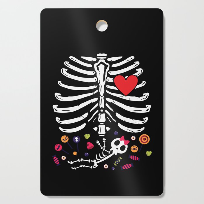 Cute Halloween Pregnancy Skeleton Baby Girl Cutting Board