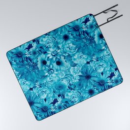 mystery blue floral bouquet aesthetic cluster Picnic Blanket