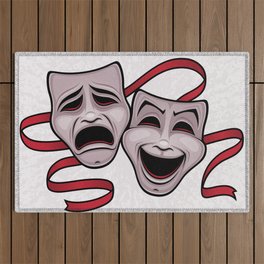 Comedy And Tragedy Theater Masks Outdoor Rug