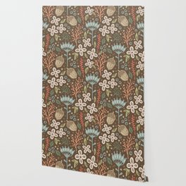 Vintage Forest. Retro floral pattern. Wallpaper