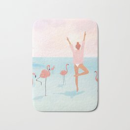 Big Flamingo Bath Mat | Shirt, Watercolor, Flamingos, Ocean, Wonderlust, Happy, Pink, Coast, Travel, Woman 