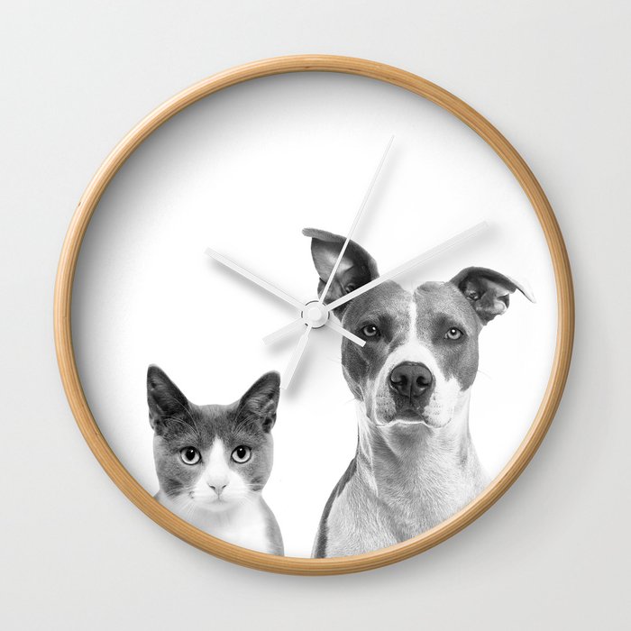 Cute Kitty Cat And Puppy Portrait Art Print Cat And Dog Animal