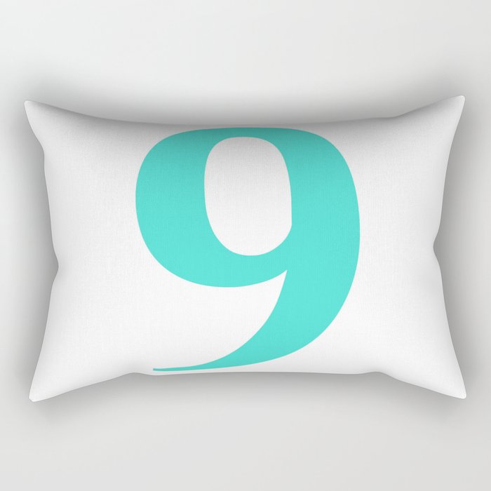 9 (TURQUOISE & WHITE NUMBERS) Rectangular Pillow