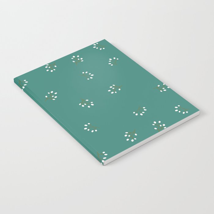 Rowan Branches Seamless Pattern on Green Blue Background Notebook