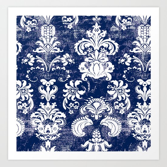 navy and white breeze Art Print