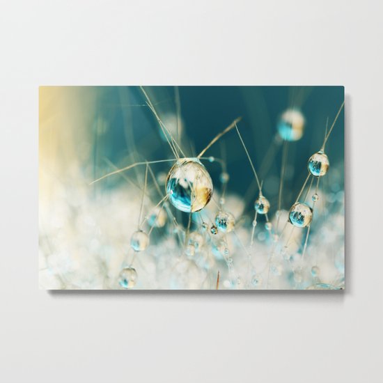 Sea Blue & Sand Cactus Drops Metal Print