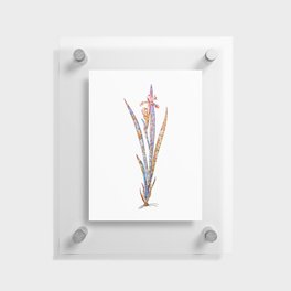 Floral Yellow Banded Iris Mosaic on White Floating Acrylic Print