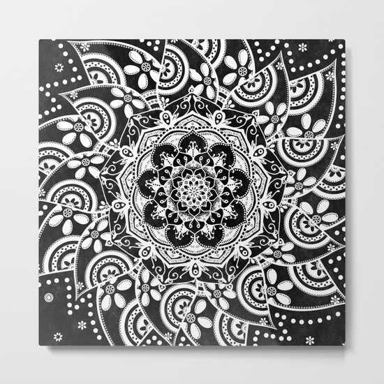 Spirit Within Black & White Patterned Mandala Metal Print