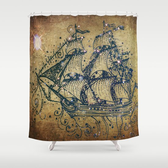 The Great Sky Ship Shower Curtain
