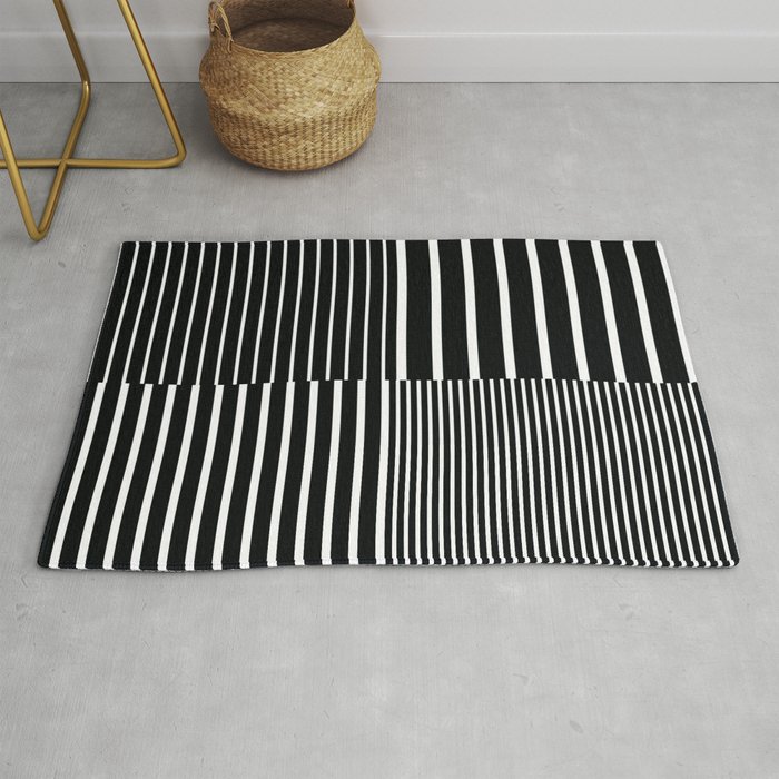 Stripes Pattern and Lines 4 in Monochrome Rug