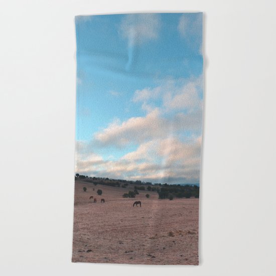 Landscape & Horses III Beach Towel