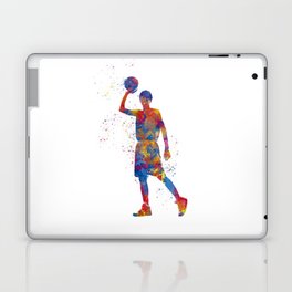 Basketball player in watercolor Laptop Skin