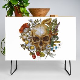 Vintage Floral Skull  Credenza