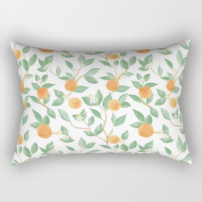 Orange Watercolor Pattern Rectangular Pillow