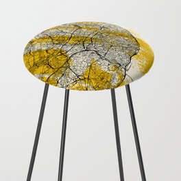 Lisbon, Portugal - Map Drawing - Yellow Counter Stool