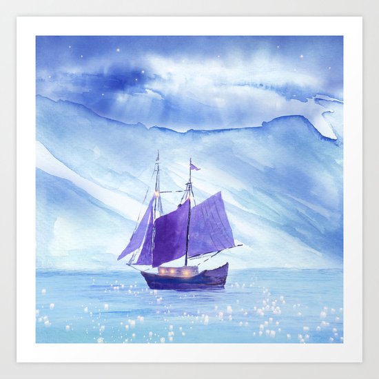 Sailing in Winter Art Print