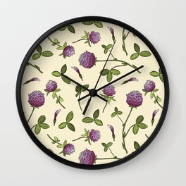 Red Clover Pattern Wall Clock