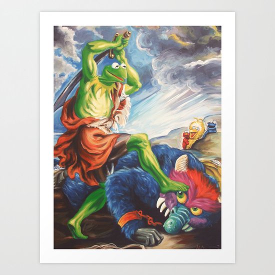 Kermit Slaying His Pet Monster Art Print