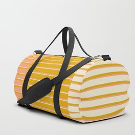 Peach, Tulip & Cream | PATTERN 09: The Retro Edition Duffle Bag | Colorful, Painting, Geometric, Symmetry, Retro, Lines, Mid Cetury, Art, Stripes, Minimalist 