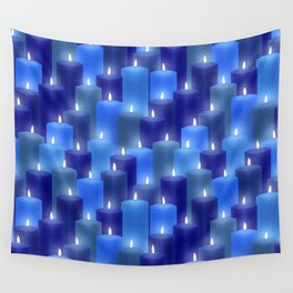 Candles in Navy Blue Wall Tapestry