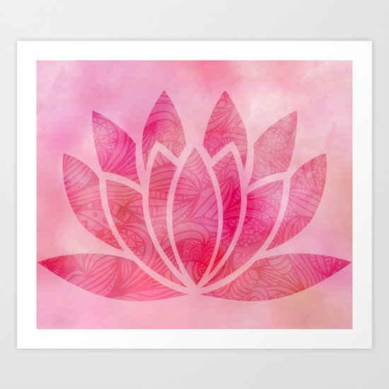 Watercolor Lotus Flower Yoga Zen Meditation Art Print