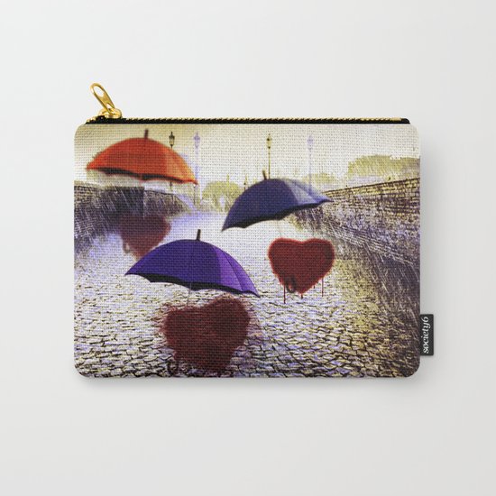 Three Lonely Hearts In the Rain Carry-All Pouch