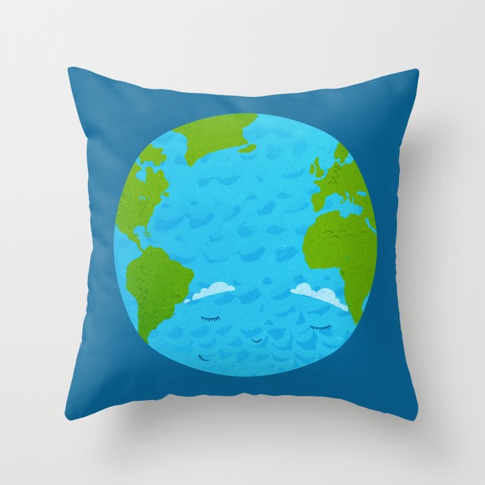 The Happy Planet Earth Throw Pillow